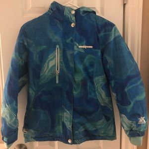 Girl blue and white winter jacket. Size 10-12